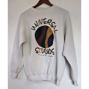 Vintage Universal Studios Sweatshirt Mens M White Crewneck Florida 90s Y2K